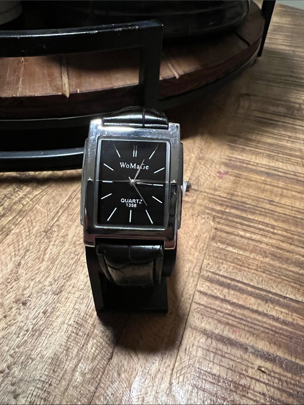 Black Leather Strap Men's Quartz Smartwatch